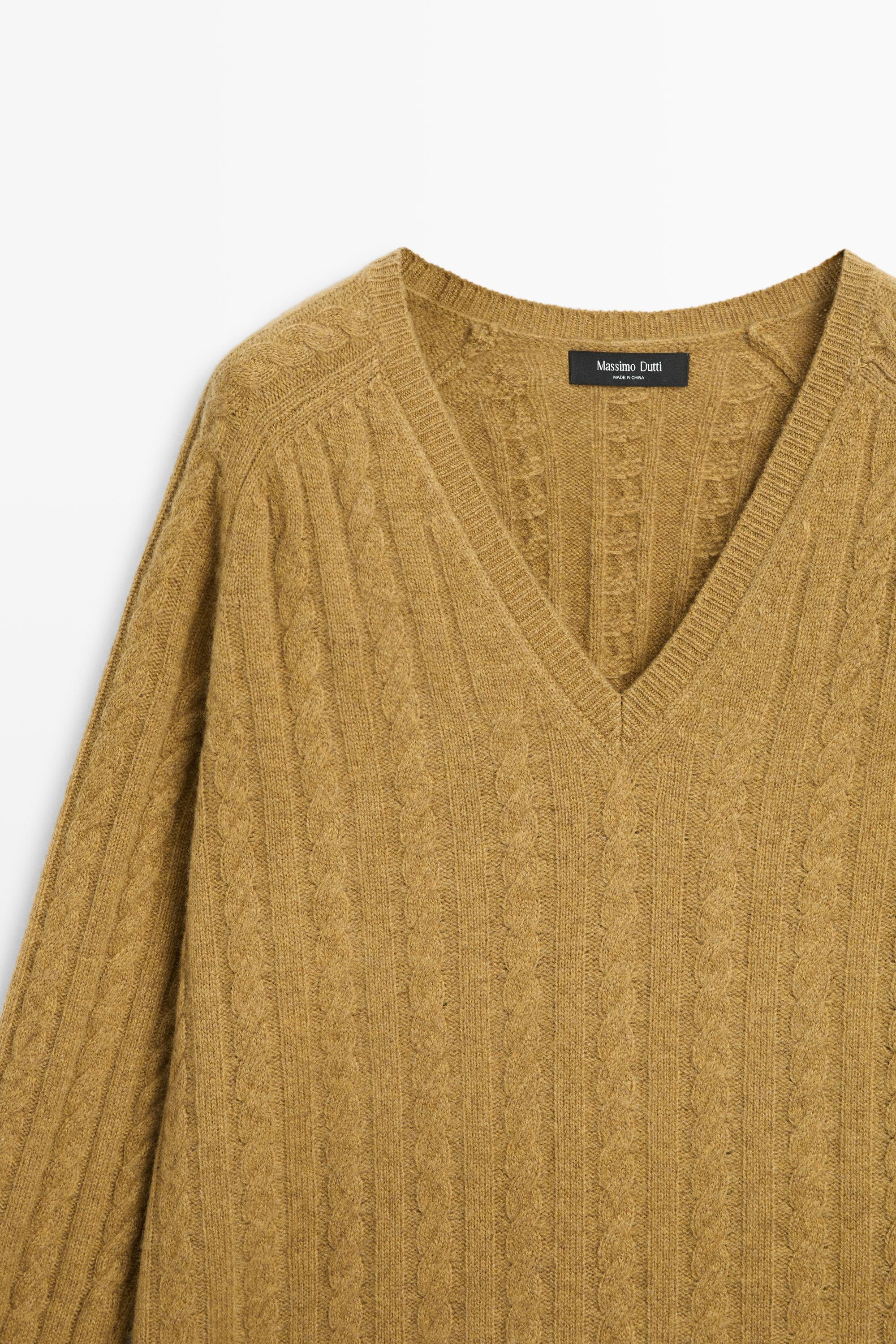 Wool blend cable-knit sweater